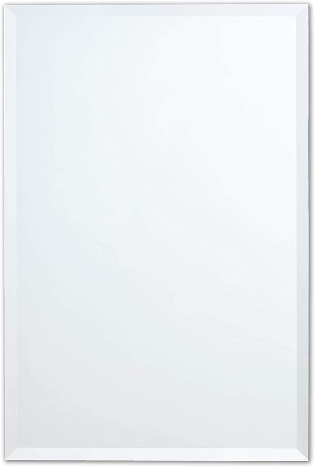 Frameless Beveled Edge 30" x 36" Rectangle Bathroom Wall Mirror Ultra-Flush Mounting