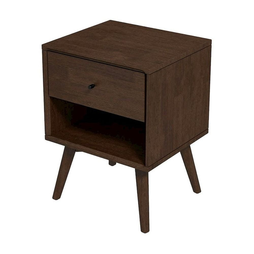 Walnut Mid Century Modern 1-Drawer Nightstand
