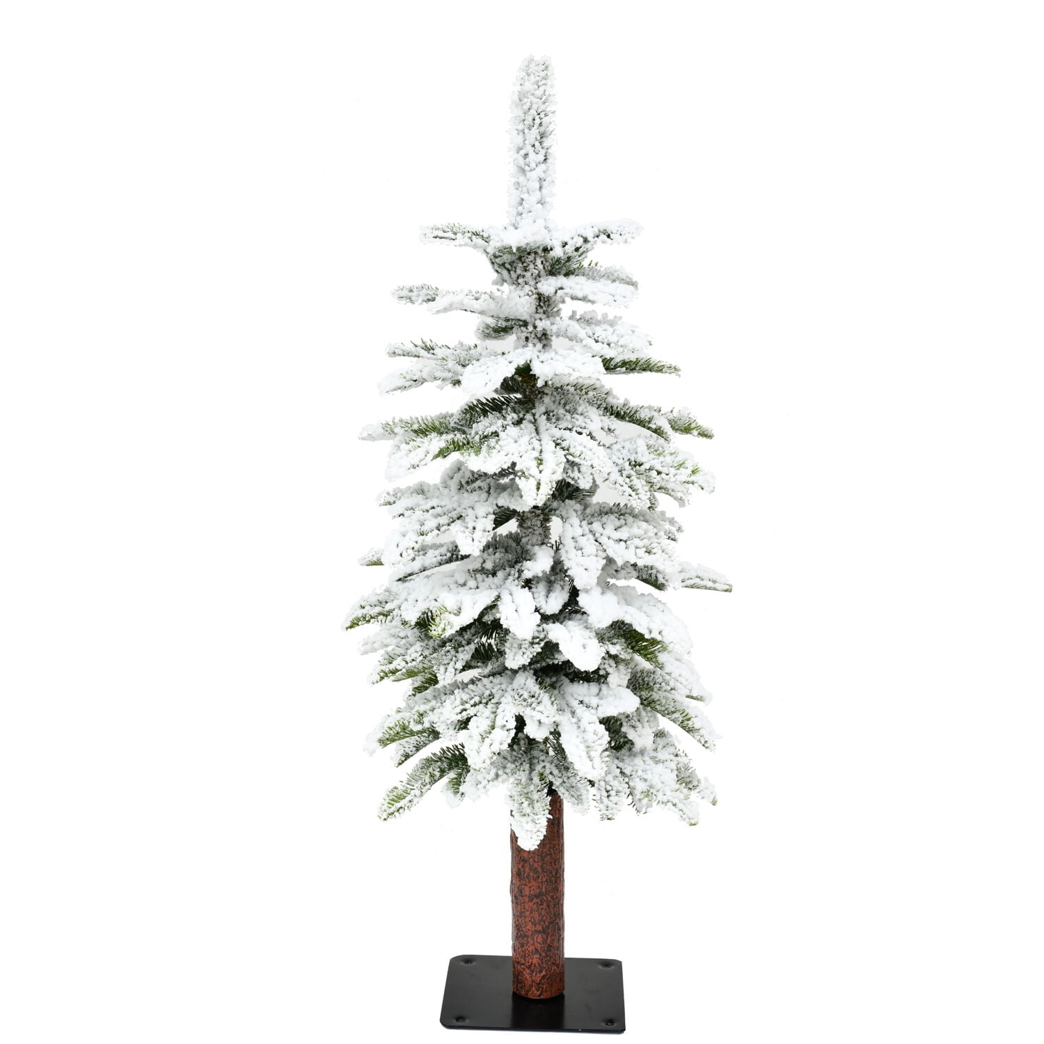 Fraser Hill Farm 2-Ft. Snowy Downswept Tree, No Lights | Metal Stand Included | Festive Christmas Holiday Decor | White | FFSD024-0SN