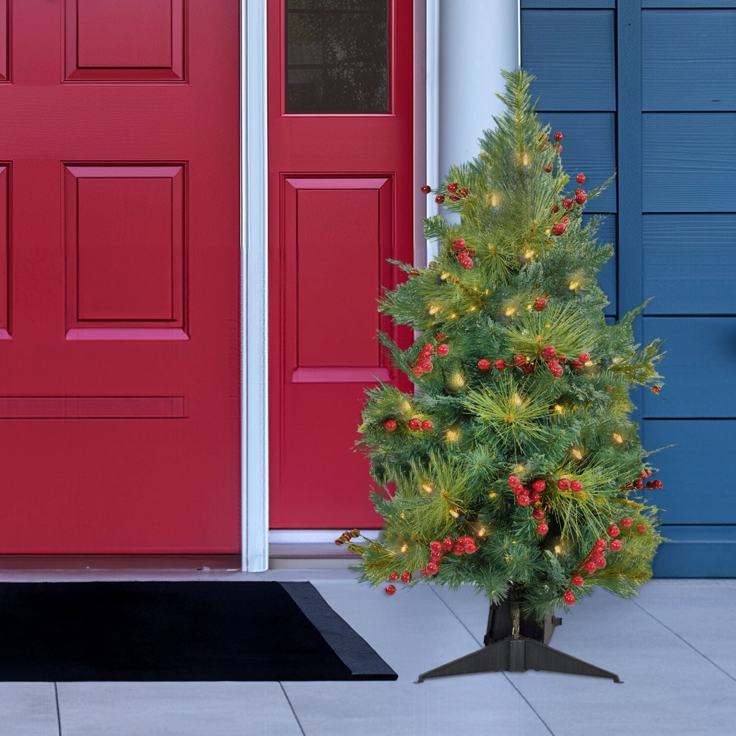 Fraser Hill Farm 2-ft. Newberry Pine Artificial Tree with Battery-Operated LED String Lights