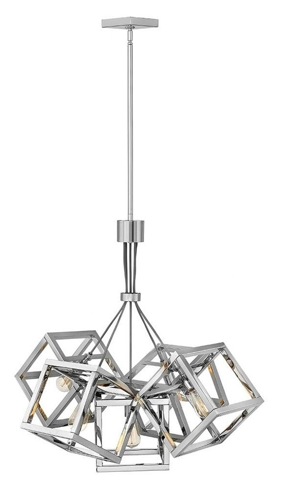 Ensemble Five Light Cluster Geometric Square Chandelier