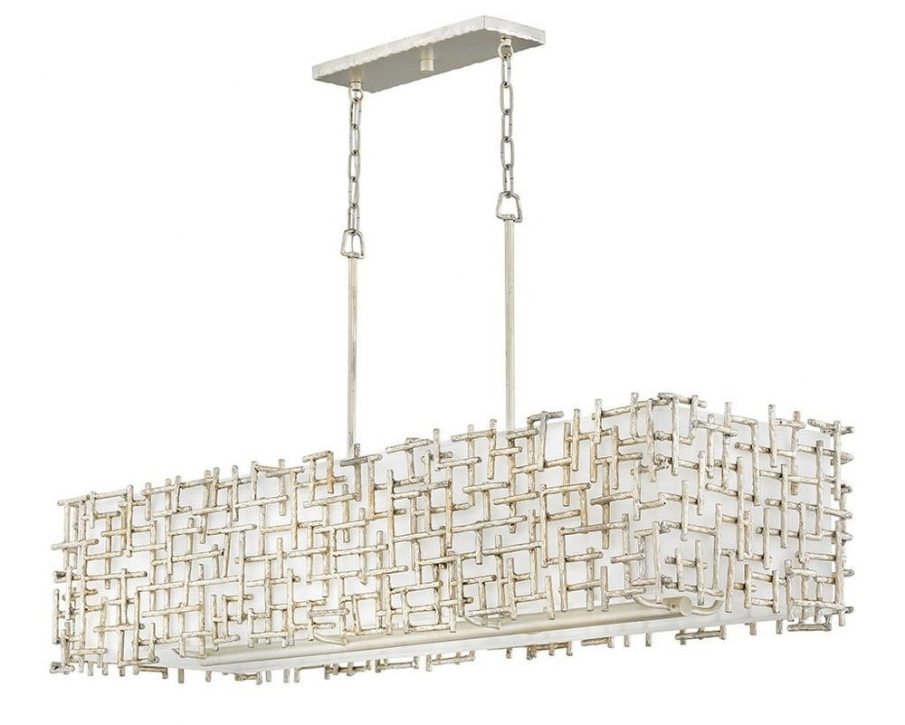 -Eight Light Linear Oval Chandelier In Transitional Style-24.25 Inches Wide By 23.75 Inches Tall-Silver Leaf Finish Fredrick Ramond Lighting