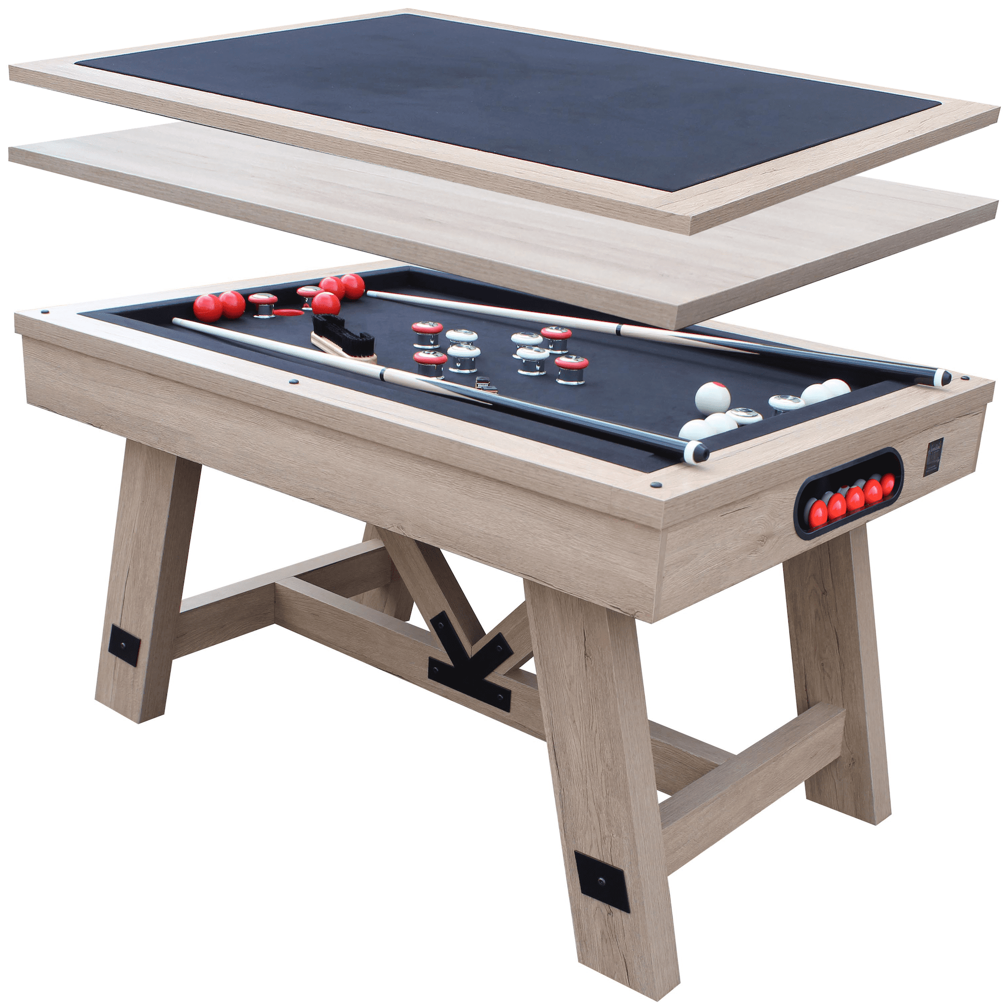 Freetime Fun 54" Sturdy Bumper Pool Table for Adults and Kids Game Room with Poker Tabletop - RB5807