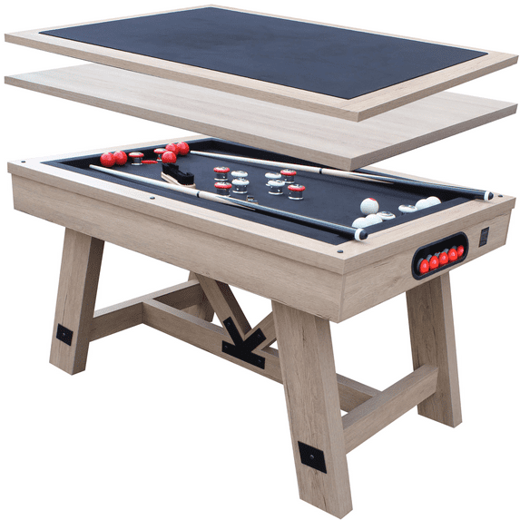 Freetime Fun 54" Sturdy Bumper Pool Table for Adults and Kids Game Room with Poker Tabletop - RB5807