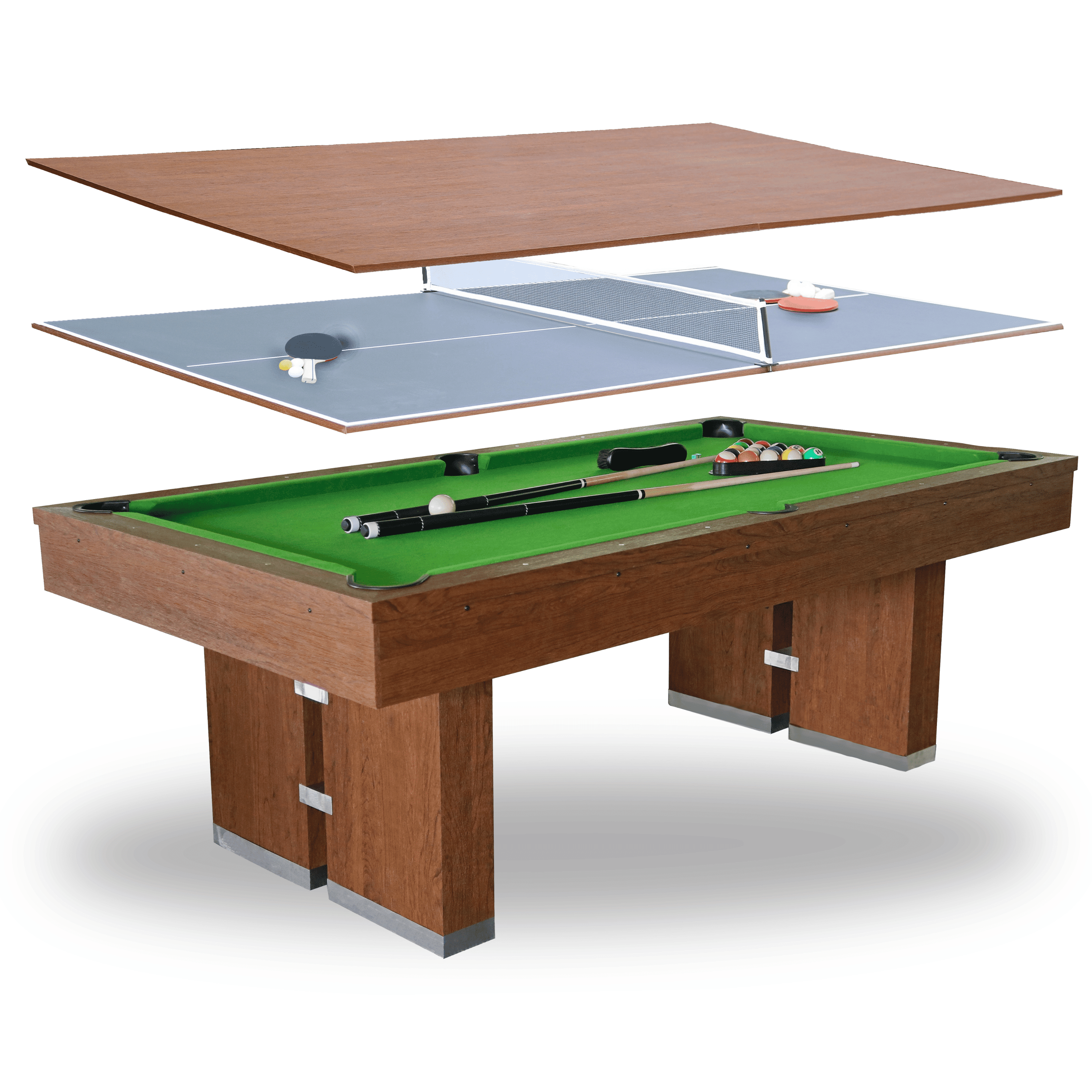 Freetime Fun 7 FT 3 in 1 Multi Game Pool Table with Dining Top Pool Table Ping Pong Table Combo, Includes Pool Table Accessories and Tennis Paddles - SKU RB5900A