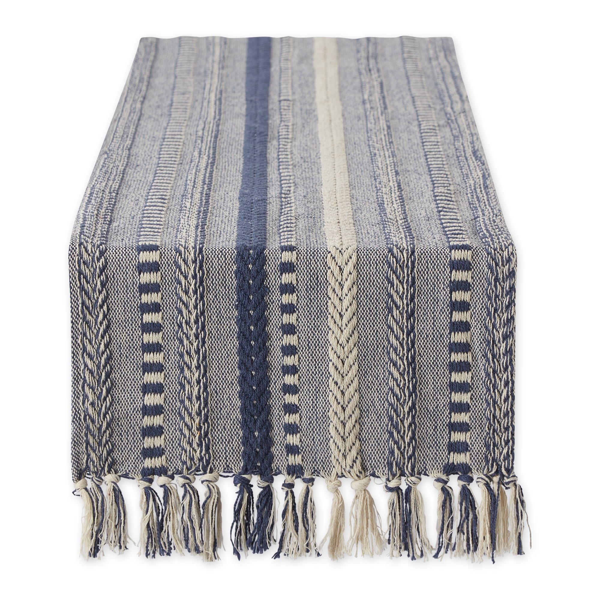 French Blue Braided Stripe Table Runner 15x72