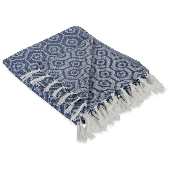 French Blue Hexagon Throw