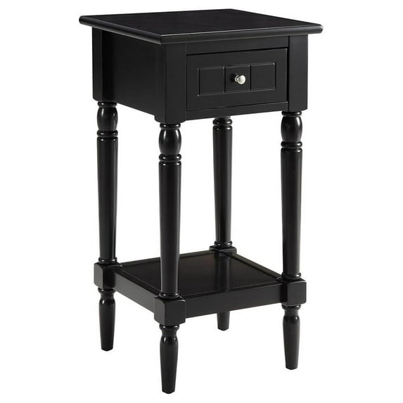 French Country Khloe 1 Drawer Accent Table with Shelf, Black