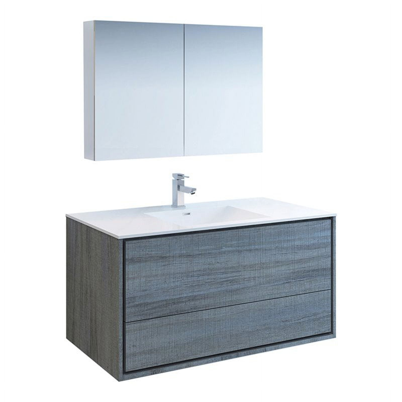 Fresca Catania 48" Wall Hung Modern Wood Bathroom Vanity in Ocean Gray