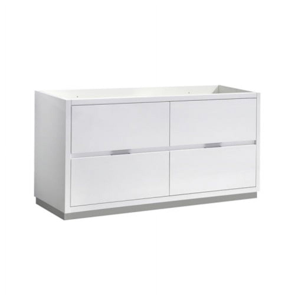 Fresca Valencia 60" Double Sinks Wood Bathroom Cabinet in Glossy White