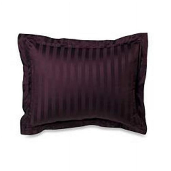 Fresh Ideas RET298XXPURP11 Luxury Damask Stripe Tailored 500 Thread Count Sham, Purple - Euro Size