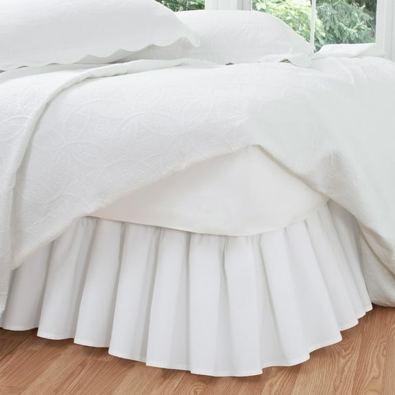 Fresh Ideas Traditiol White Ruffled Cotton Bed Skirt, California King