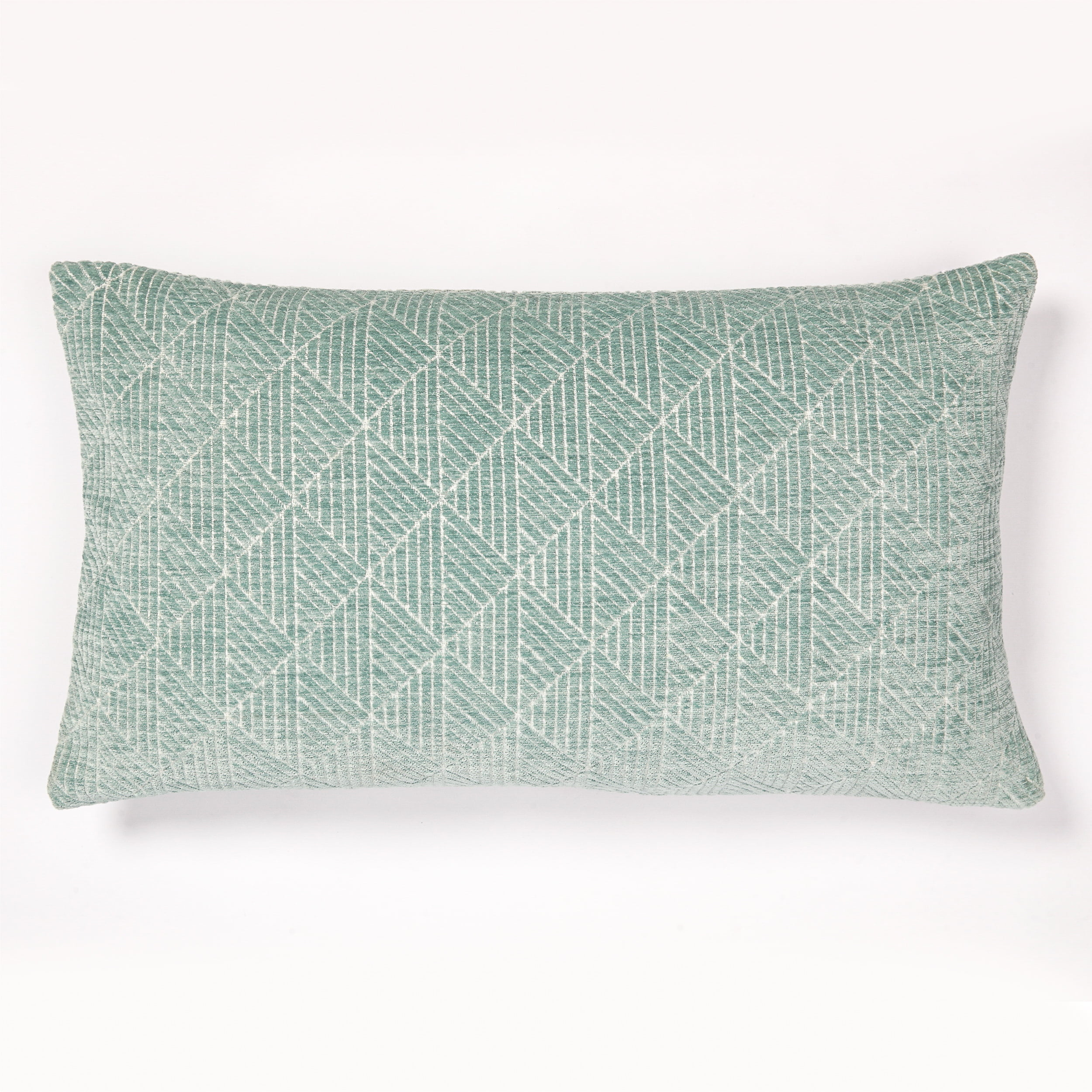 Freshmint Logan Reversible Woven Geometric Chenille Lumbar 24"x14",Blue Surf,1 Pack