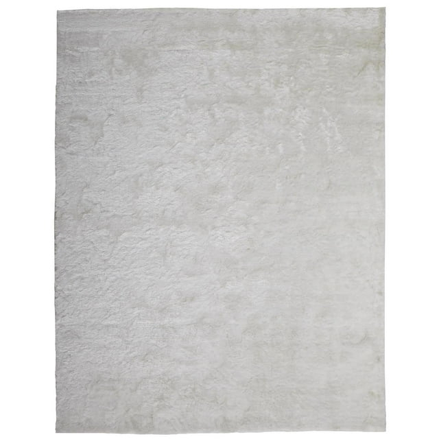 Freya Plush Shag Area Rug with Metallic Sheen, Bright White, 7ft-6in x 9ft-6in
