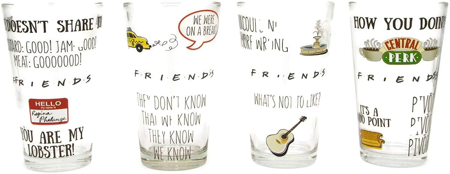 Friends Quotes Pattern 4-Piece 16 oz Pub Glass Set