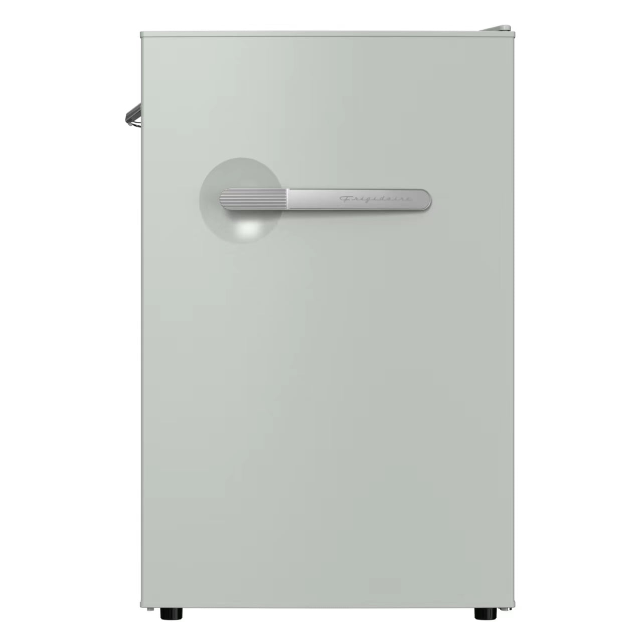 Frigidaire 4.5 cu. ft. retro compact fridge built-in side bottle opener W: 21.65" x L: 22.24" X H: 32.91" (Sage)