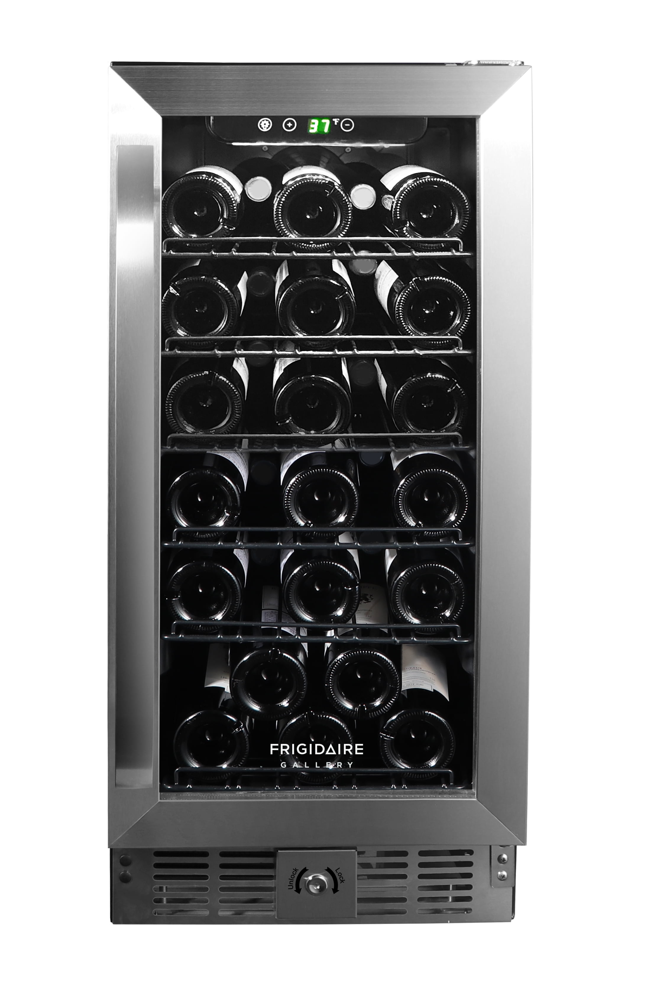 Frigidaire Gallery 15" Beverage Refrigerator with Glass Door, Holds 115 Cans or 30 Bottles, Built in or Freestanding Under Counter Beverage Fridge with LED Light