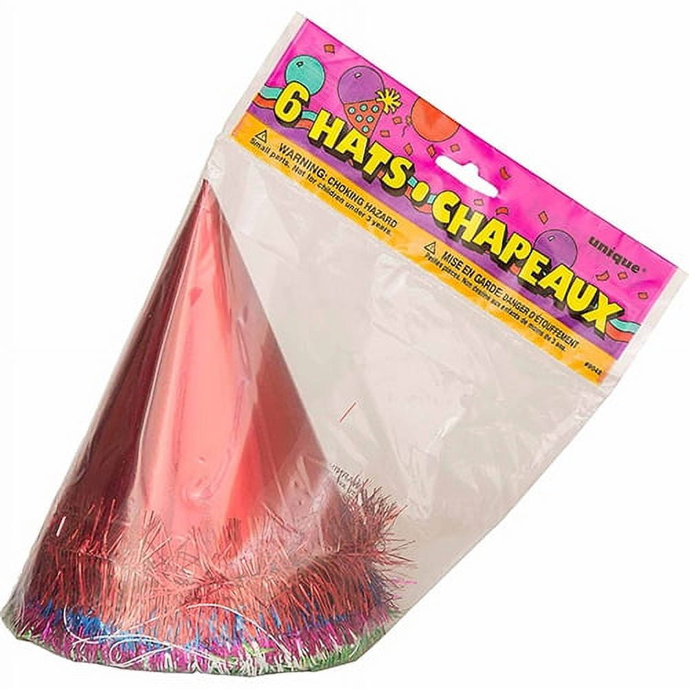 Fringed Party Hats, Assorted, 6ct