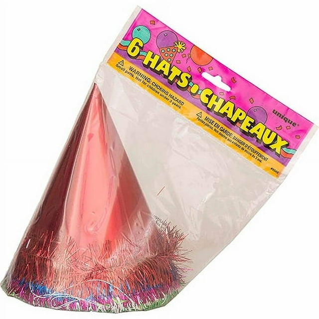 Fringed Party Hats, Assorted, 6ct