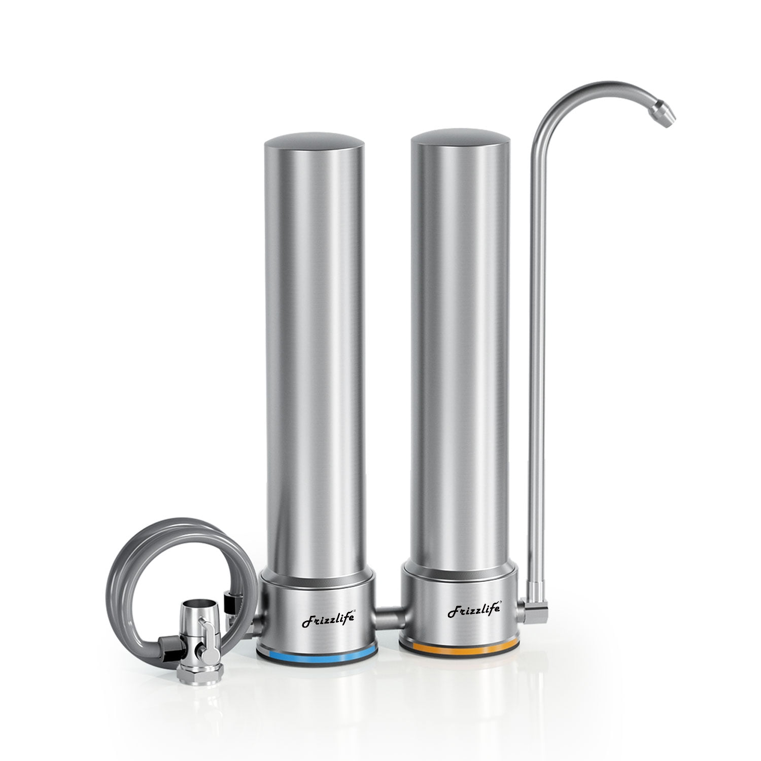 Frizzlife DS99 Dual Countertop Water Filter System, 8-Stage Stainless Steel Faucet Water Filtration System