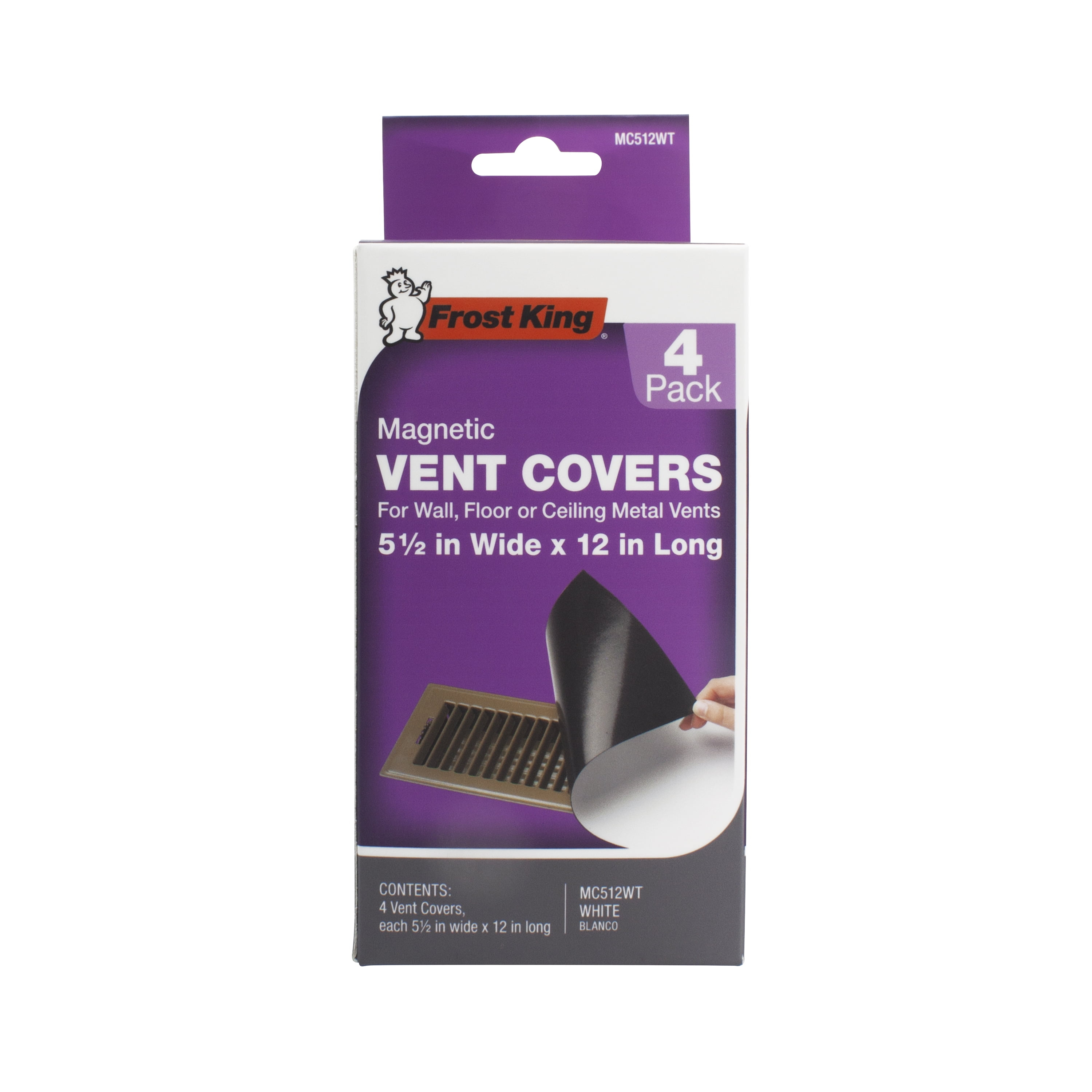 Frost King Cubiertas de Ventilación Magnéticas para Pared, Piso O Techo, 5.5" de Ancho x 12" de Largo, Transparente, Paquete de 4