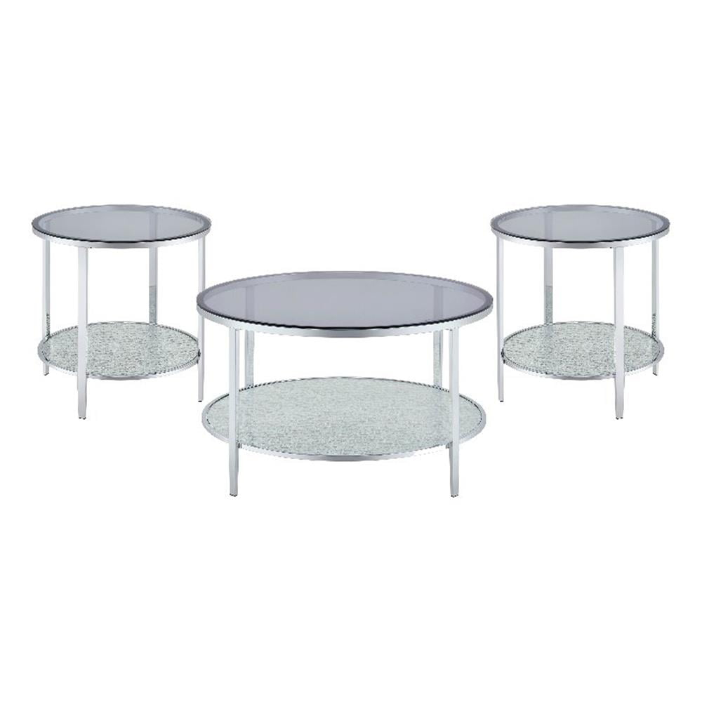Frostine 3-Piece Chrome and Tempered Glass Occasional Set
