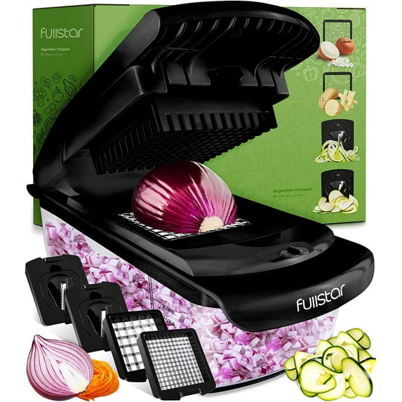 Fullstar - Vegetable Chopper, Food Chopper, Onion Chopper with Container - 4 Blades, Black