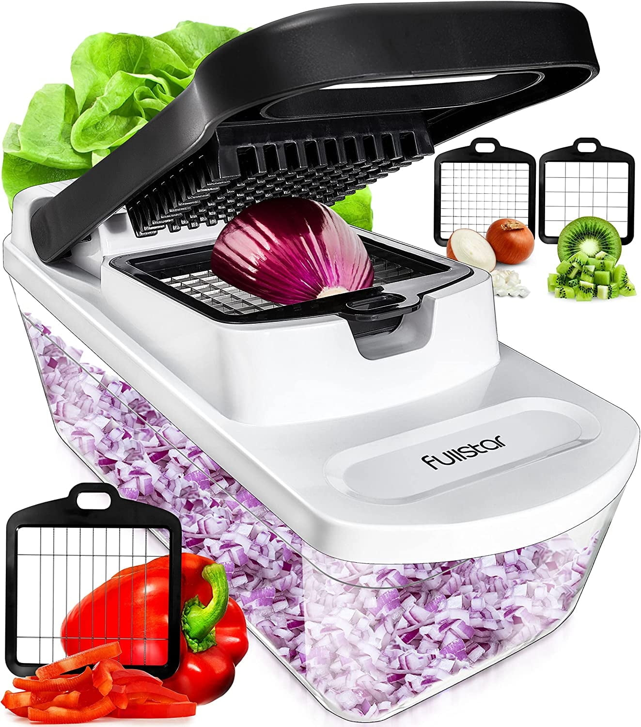 Fullstar - Vegetable Chopper, Food Chopper with Storage Container - 3 Blades, White