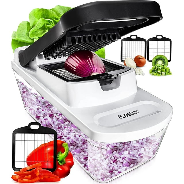 Fullstar - Vegetable Chopper, Food Chopper with Storage Container - 3 Blades, White