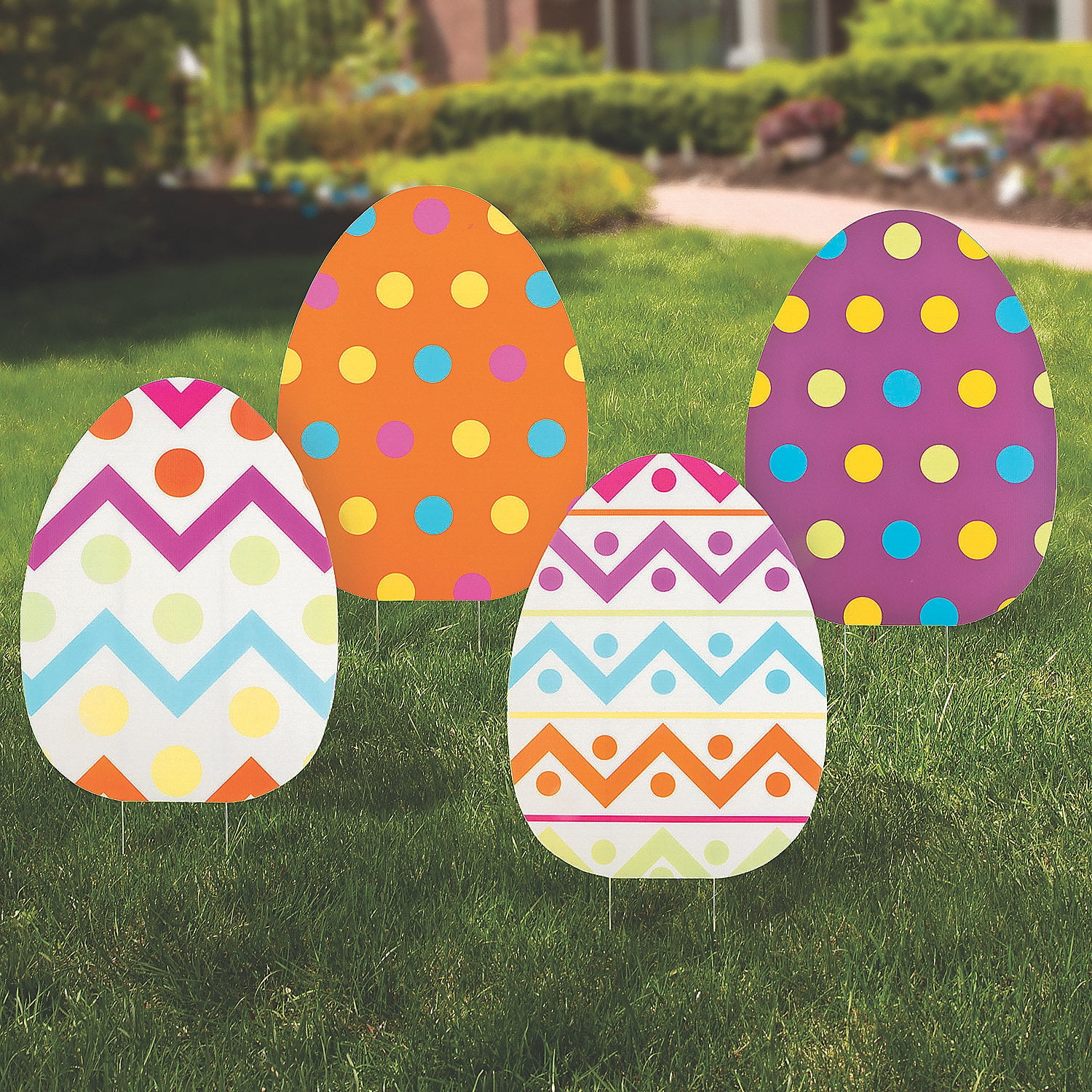 Fun Express 4 Pieces Large Plastic Easter Eggs for Yard, Party Décor
