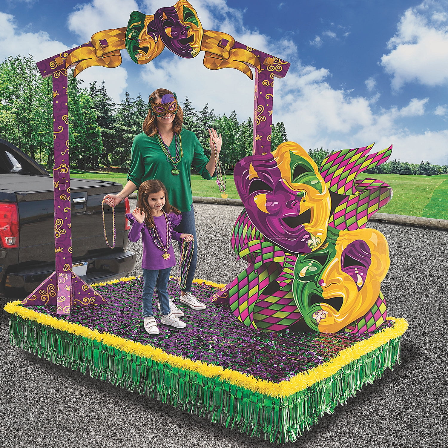 Fun Express Mardi Gras Kit de Decoración de Lujo con Flotador de Desfile 10 Piezas
