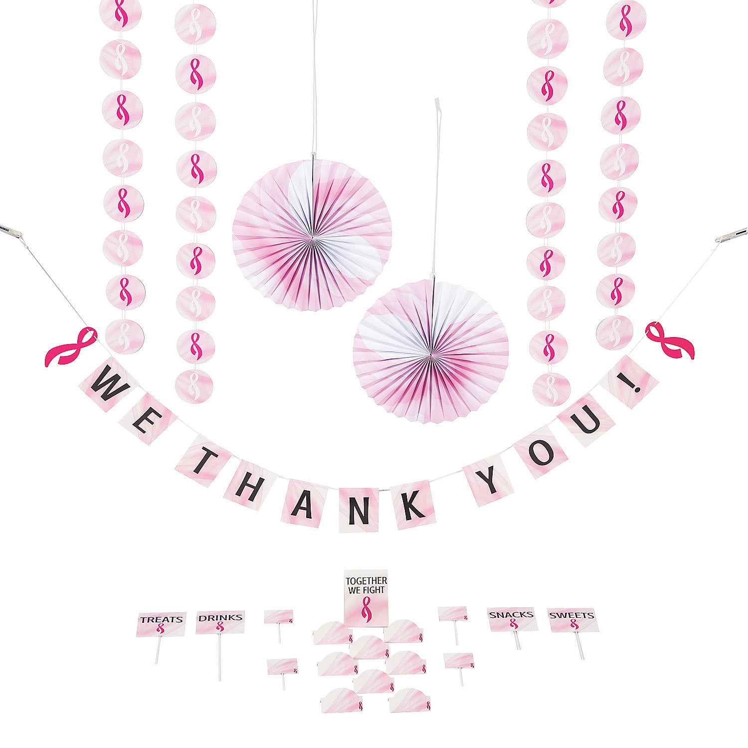 Fun Express Pink Ribbon Treat Table Party Decoration Kits, (24 Pieces)