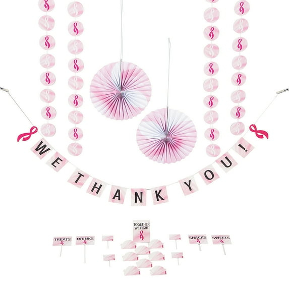 Fun Express Pink Ribbon Treat Table Party Decoration Kits, (24 Pieces)