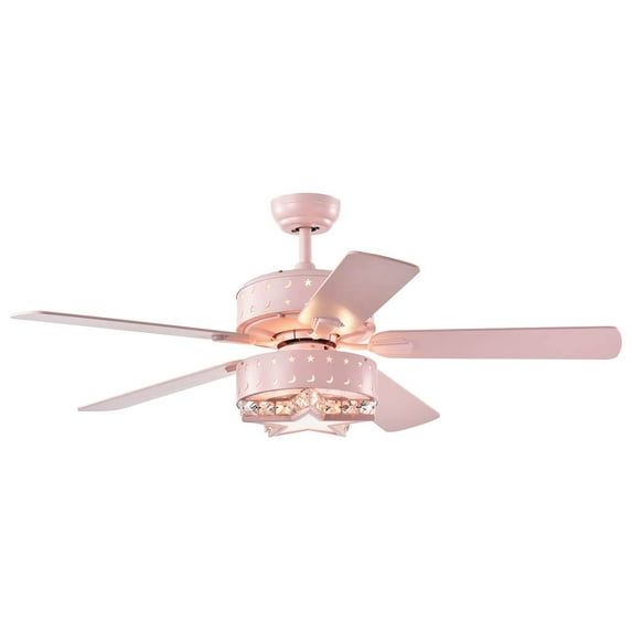 Funder 52-inch Pink Star & Crescent Childrens Room Lighted Ceiling Fan Remote Controlled
