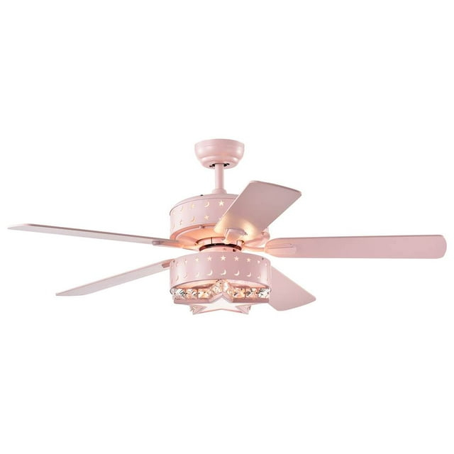 Funder 52-inch Pink Star & Crescent Childrens Room Lighted Ceiling Fan Remote Controlled