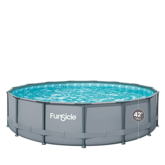 Funsicle 15ft Oasis Round Above Ground Metal Frame Swimming Pool, Includes SkimmerPlus Pump, Age 6 & up Including Pool Games