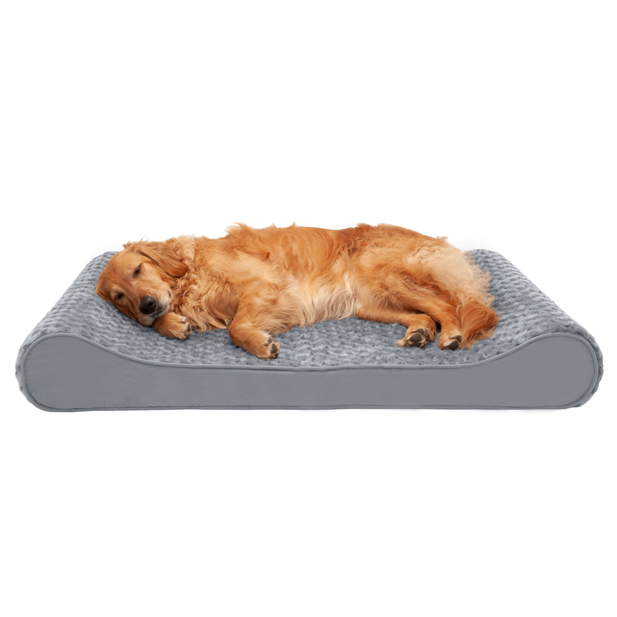 FurHaven | Cooling Gel Ultra Plush Luxe Lounger Pet Bed for Dogs & Cats, Gray, Jumbo