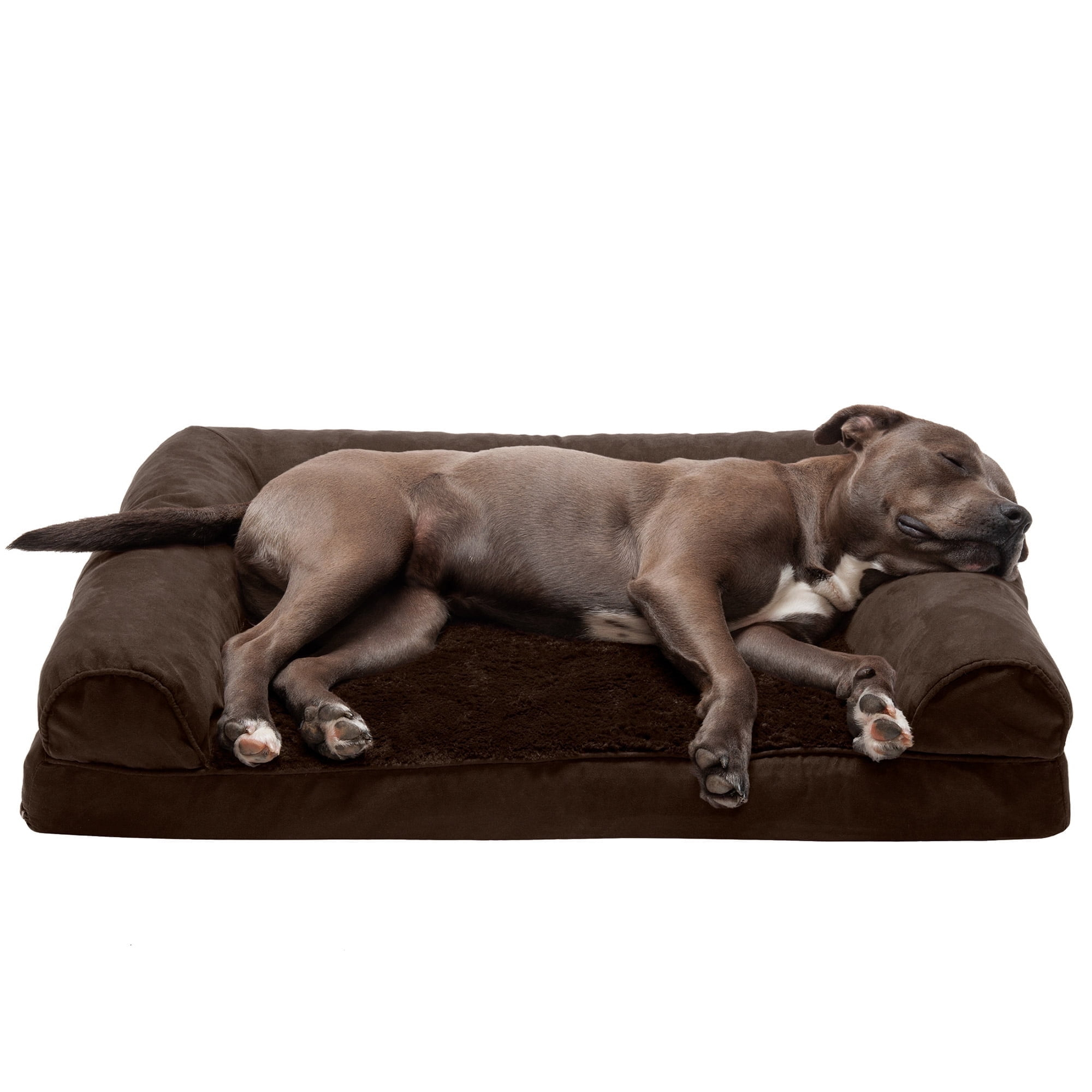 FurHaven Plush & Suede Orthopedic Sofa Dog Bed - Large, Espresso