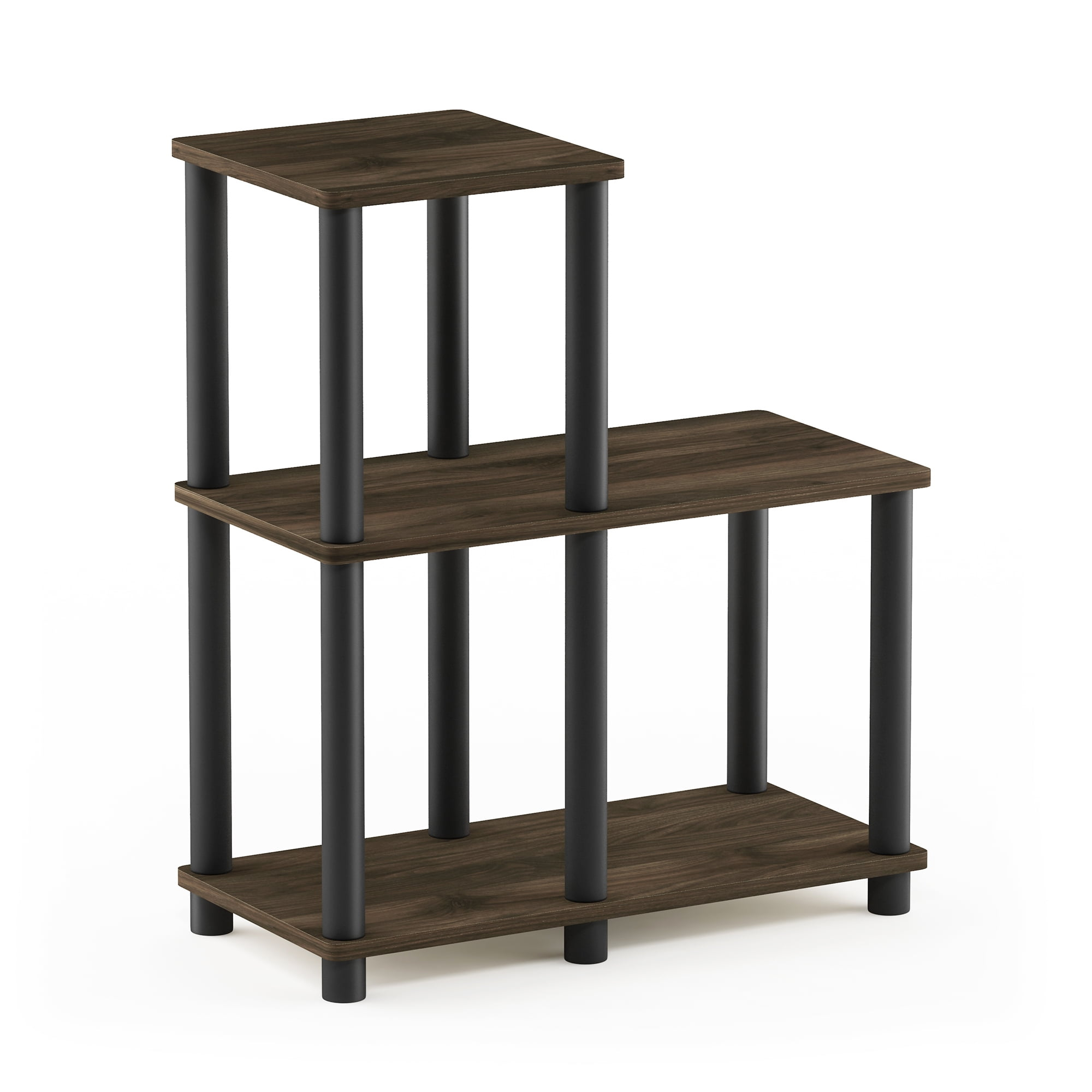 Furinno 18.9"W x 9.4"D x 19.5"H 3-Shelf Decorative Shelves, Columbia Walnut and Black