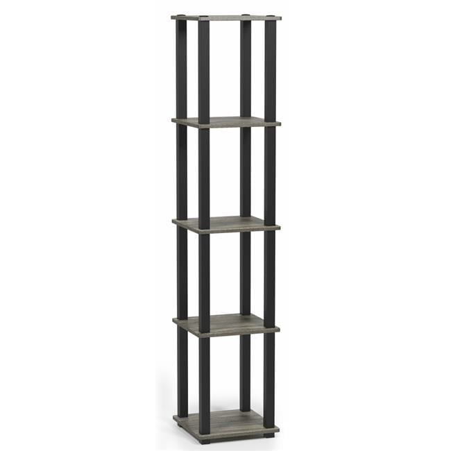 Furinno 11.6 W x 11.6 D x 57.7 H 5-Shelf Decorative Shelves, Gray and White