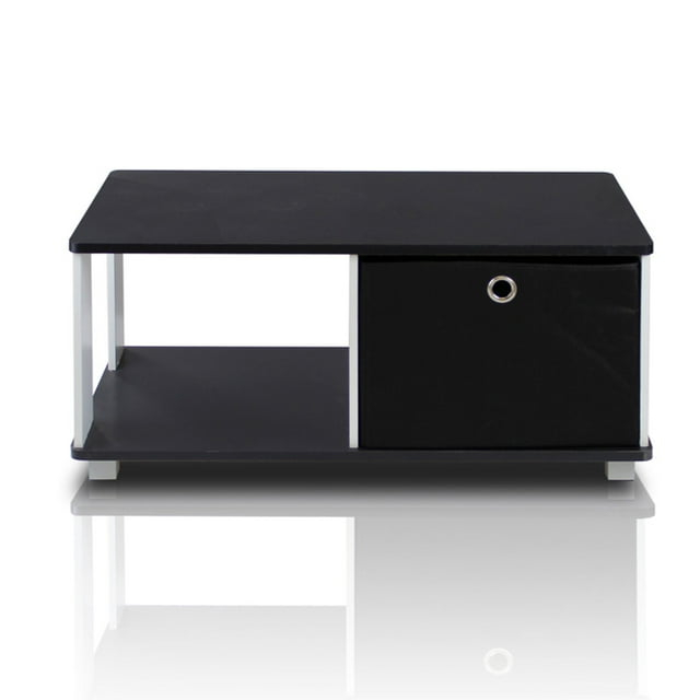 Coffee Table with Bin Drawer, Black & White - 13.75 x 31.5 x 15.75 in.