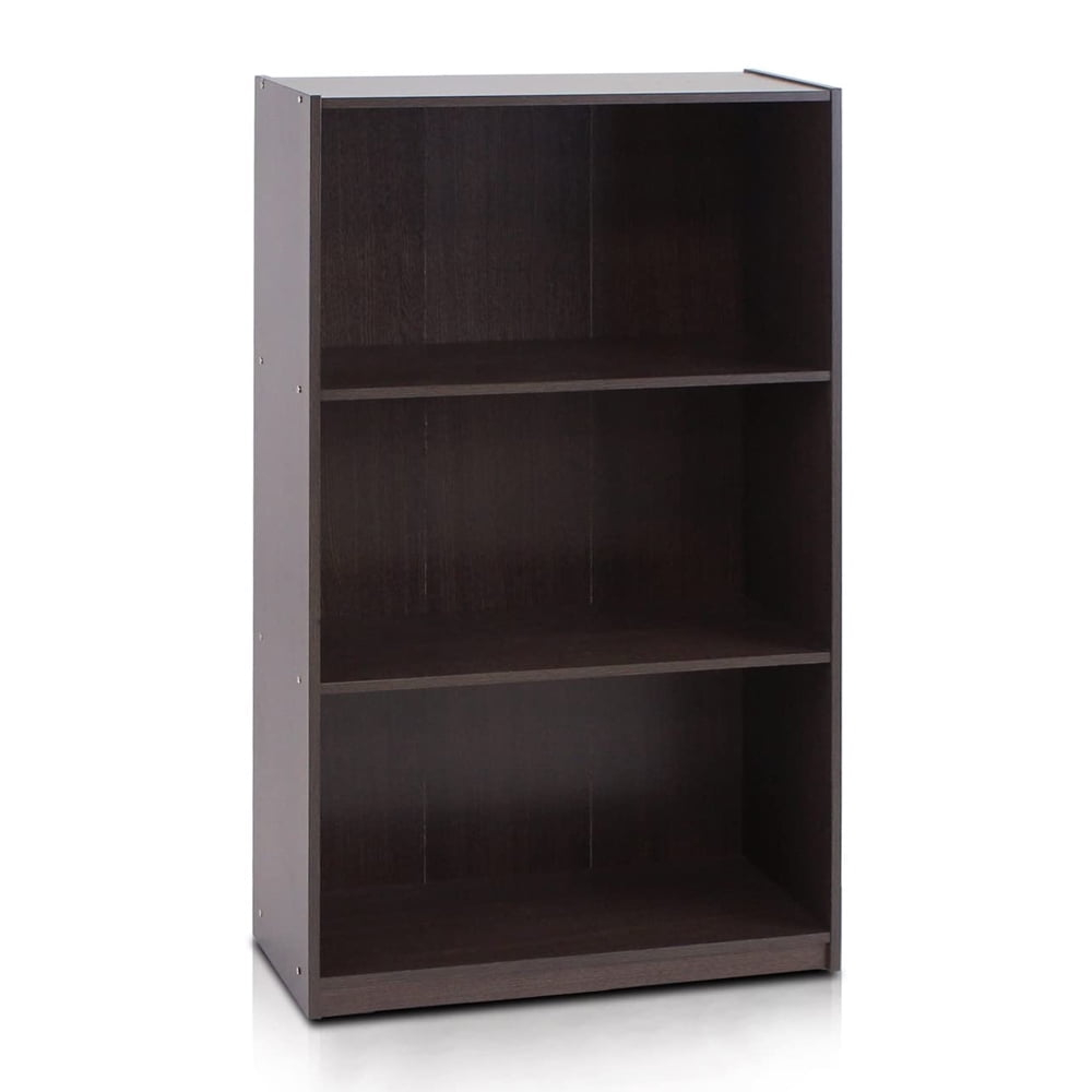 Furinno Basic 3 - Tier Bookcase Storage Shelves, Dark Brown