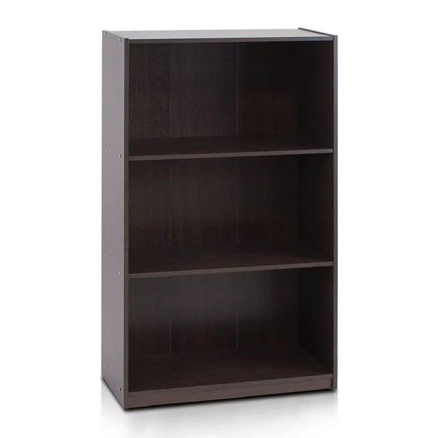 Furinno Basic 3 - Tier Bookcase Storage Shelves, Dark Brown