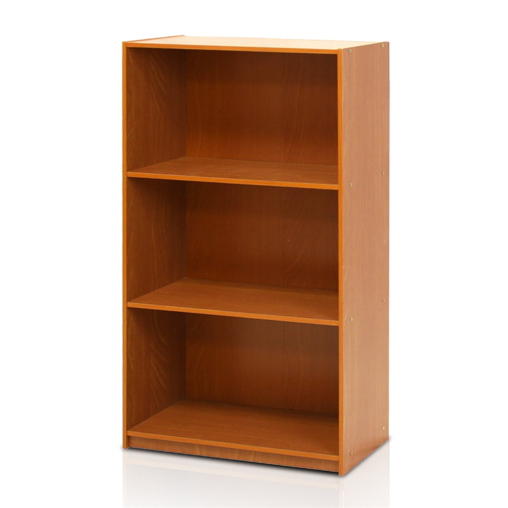 Furinno Basic Engineered Wood 3-Tier Bookcase Storage Shelves in Light Cherry
