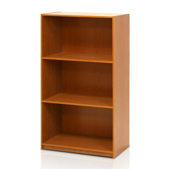 Furinno Basic Engineered Wood 3-Tier Bookcase Storage Shelves in Light Cherry