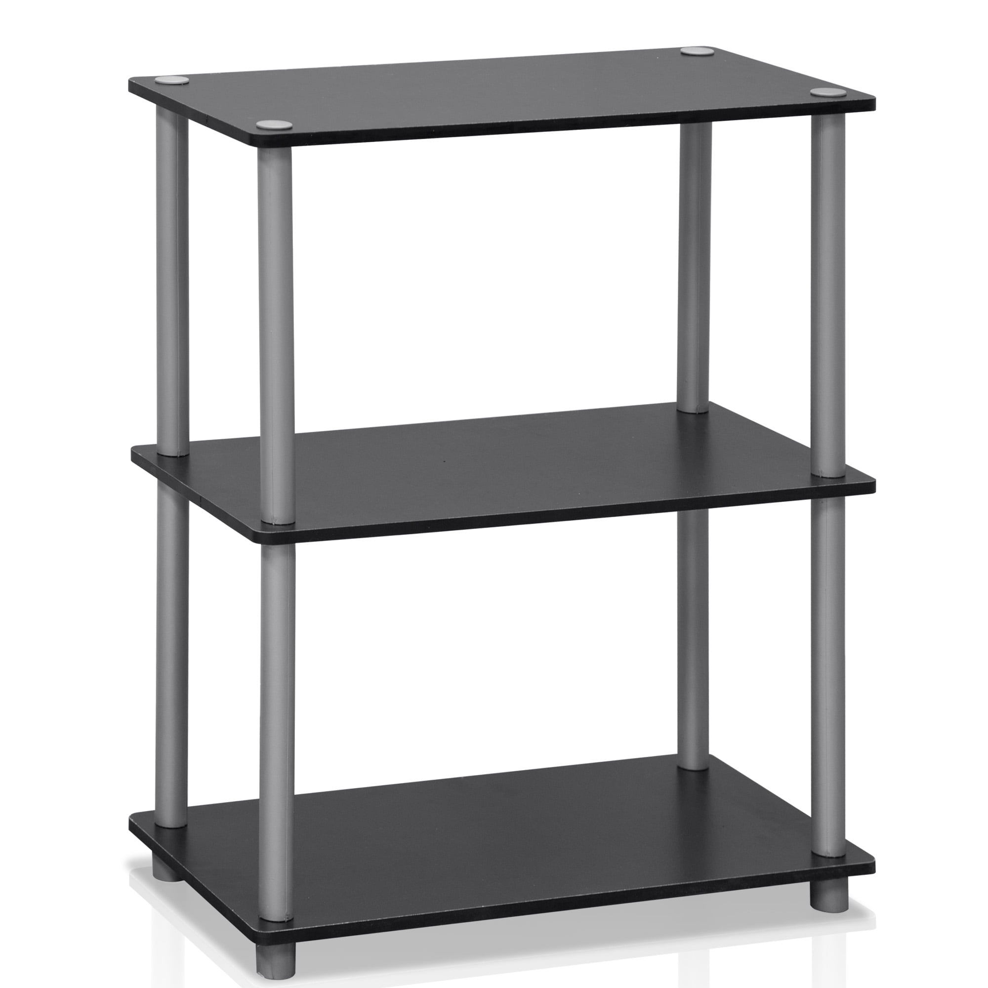Furinno Durable 23.6 W x 11.6 D x 29.5 H 3-Shelf Freestanding Shelving Unit, Black and Gray