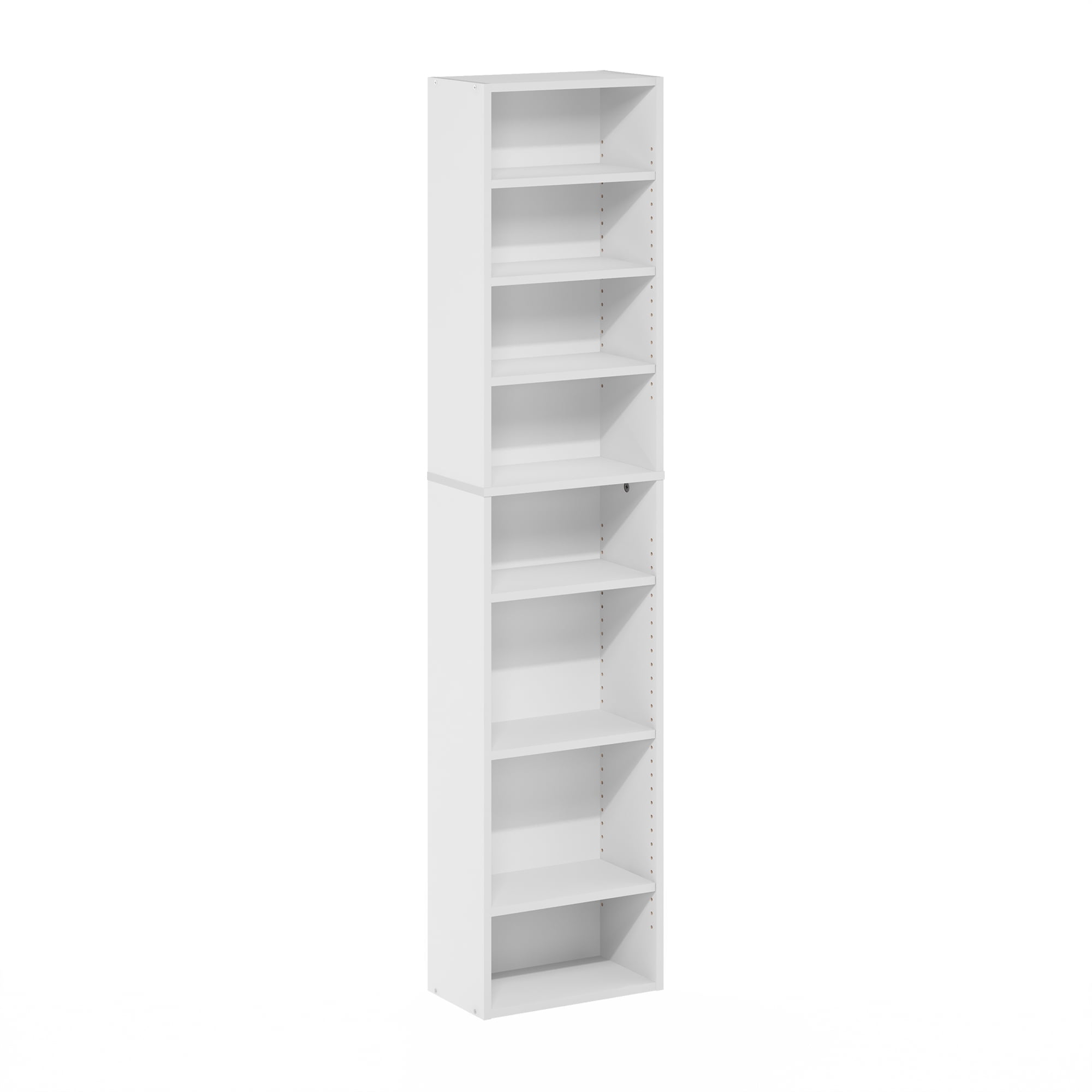 Furinno Indo 8-Tier Adjustable Shelves Multimedia Media Storage Tower Rack, White