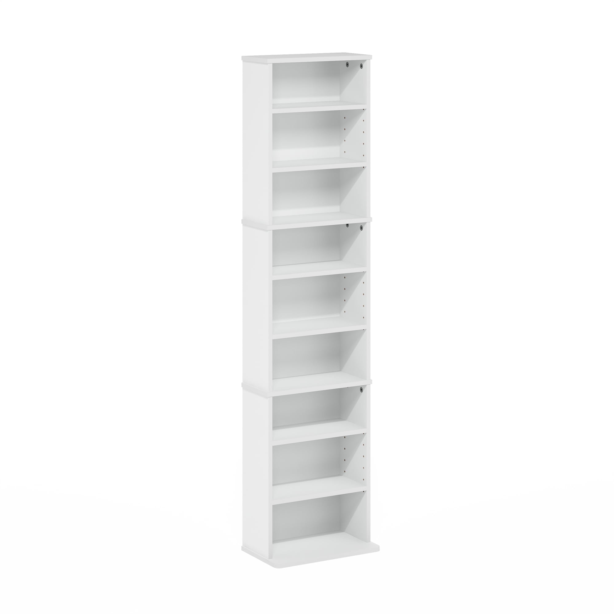 Furinno JAYA 9-Shelf Multimedia Media Storage Tower Rack with Adjustable Shelves, White