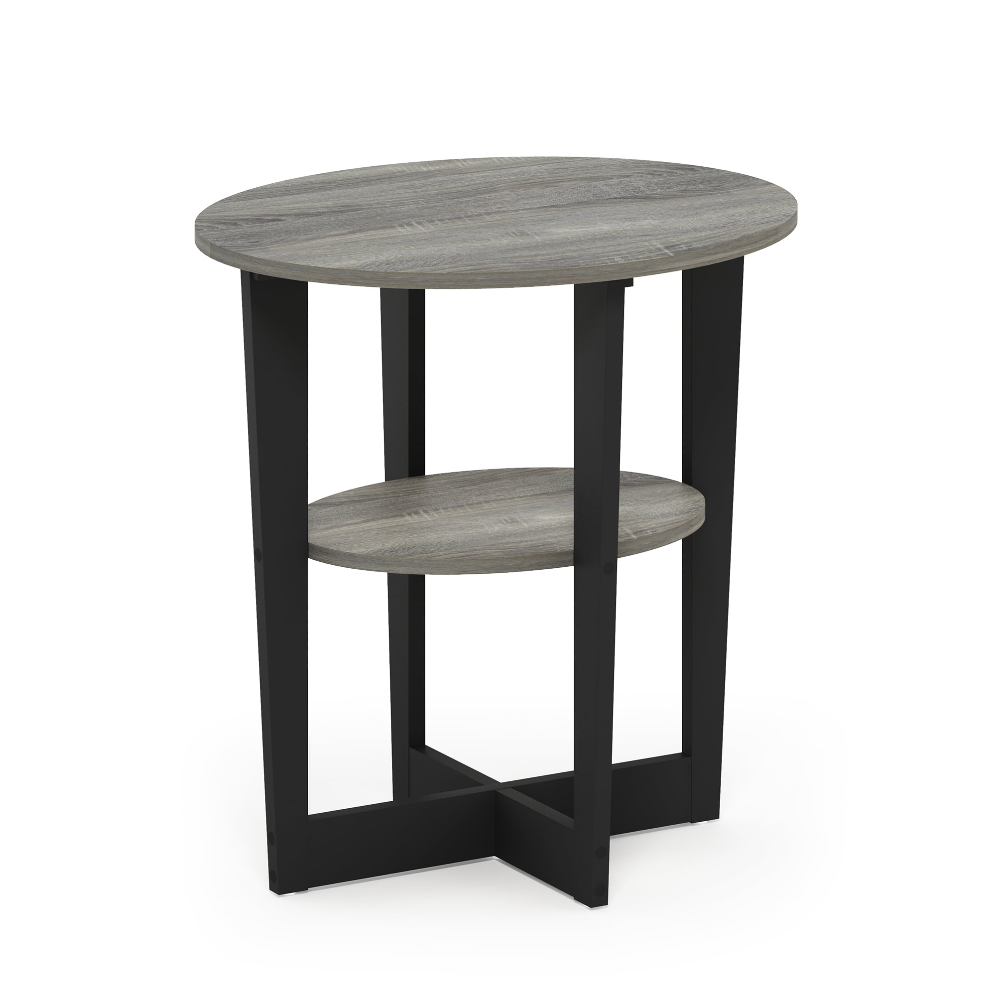 JAYA Oval End Table, French Oak Grey & Black