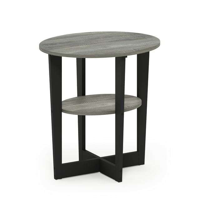 JAYA Oval End Table, French Oak Grey & Black